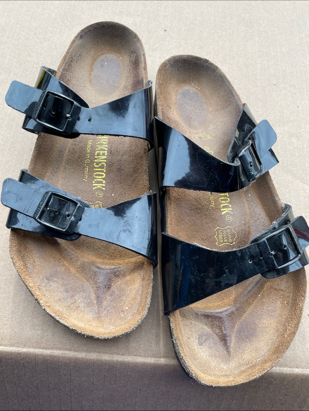 Birkenstock Black Patent Two-Strap Sandals for Women